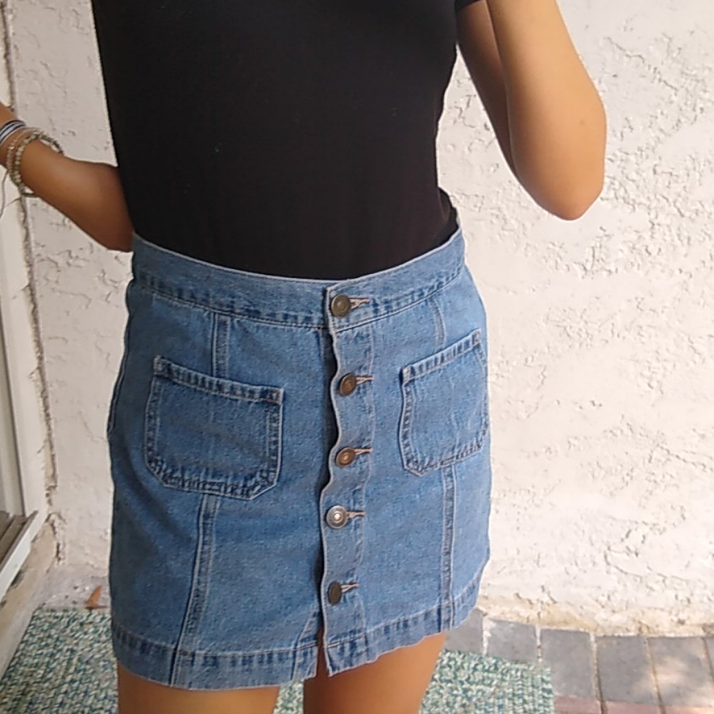 Forever 21 Button Down Denim Miniskirt